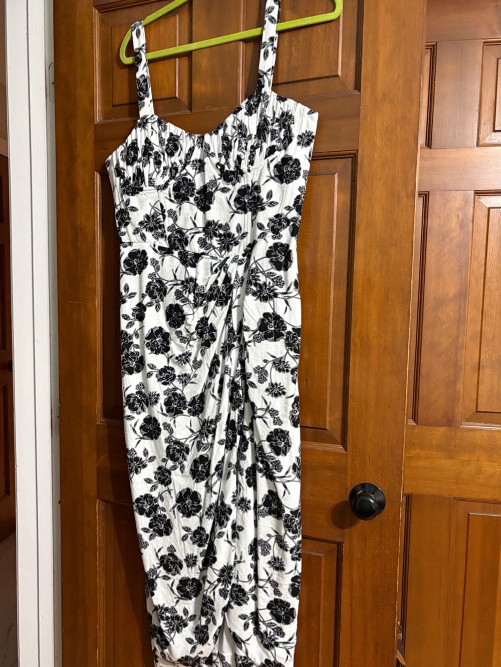 LOFT Black and White Floral Midi Dress